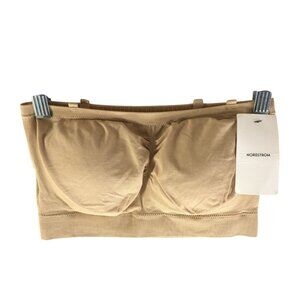 Nordstrom Bandeau Strapless Bra Wireless Removable Cups Beige M
